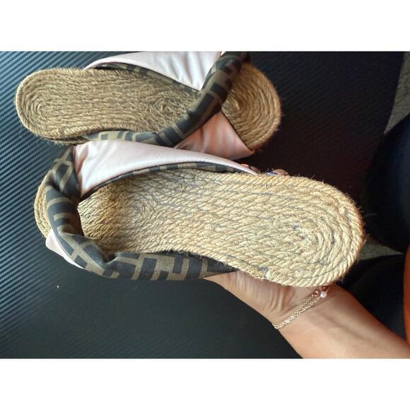 Fendi Zucca FF LOgo Satin Espadrilles - Picture 3 of 5